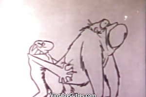 Divertido coño jodido sexo de dibujos (1960 de la vendimia) ruso familiar de sexo porno